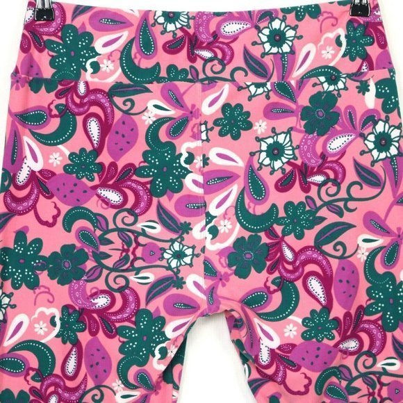 LuLaRoe Leggings Pink‎ Purple Green White Floral Size TC Tall & Curvy - Picture 6 of 12